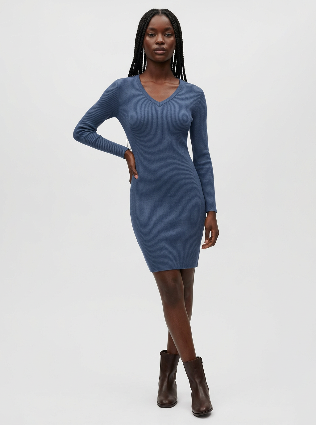 Pelosa Long Sleeve Lightweight Wool Dress L / Lake