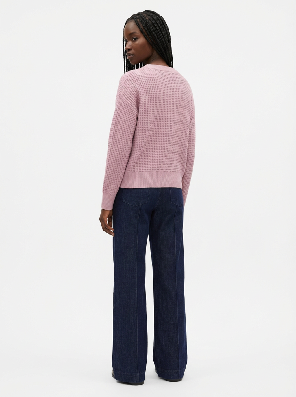 Cannon Long Sleeve Waffle Knit Wool Sweater