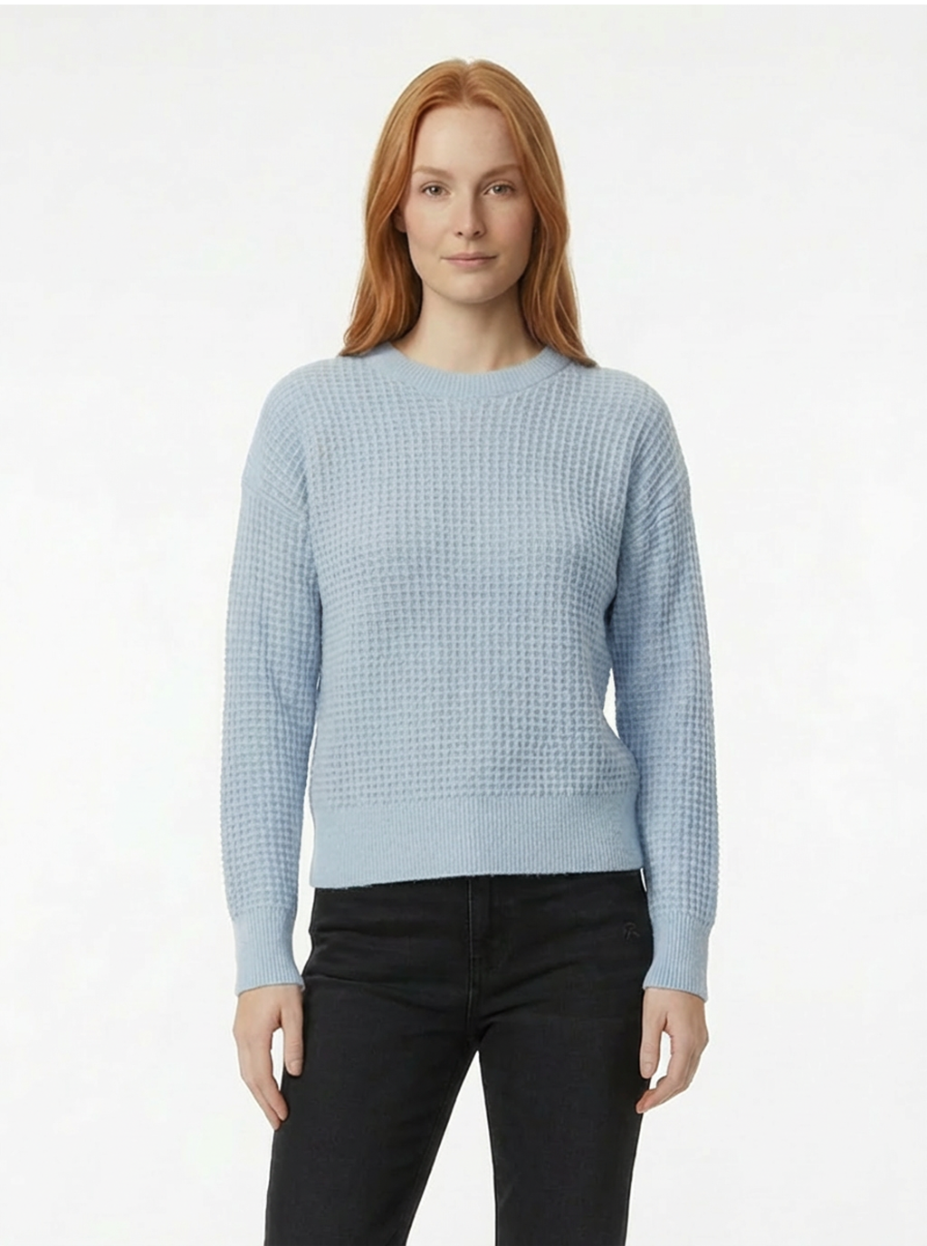 Cannon Long Sleeve Waffle Knit Wool Sweater