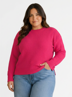 Cannon Long Sleeve Waffle Knit Wool Sweater