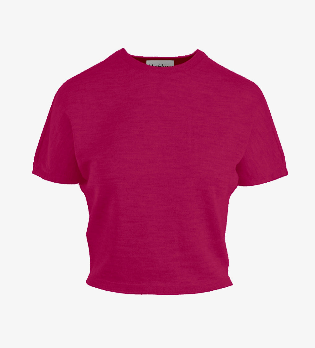 Deep pink t-shirt on a white background