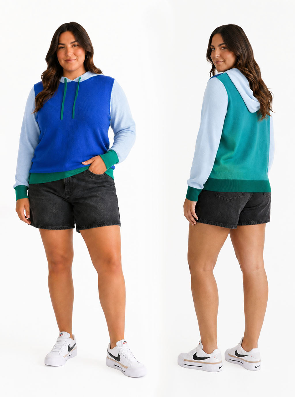 women in Blythly colorblocked hooded sweater