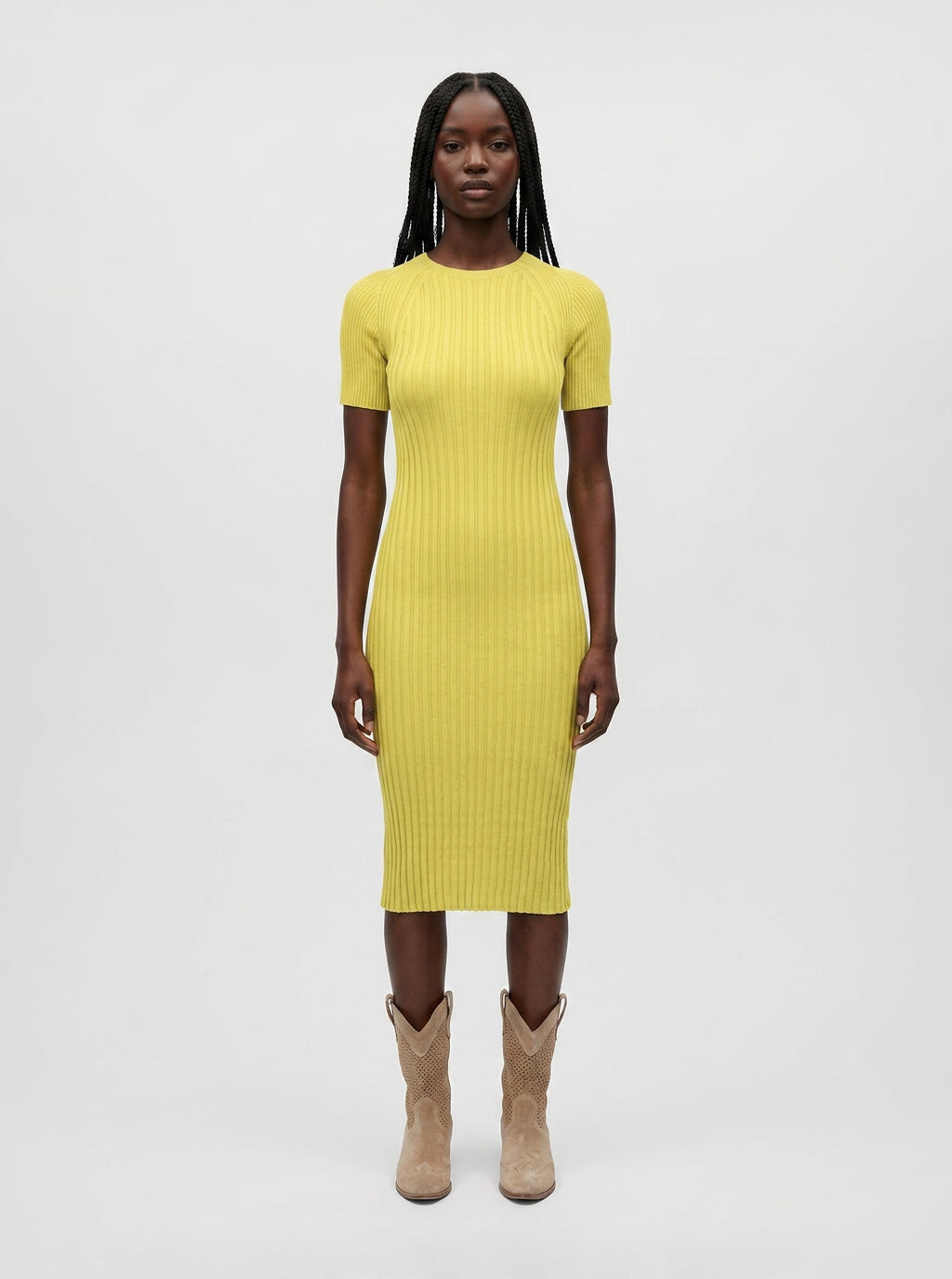 Tayrona Cotton Mixed Rib Short sleeve dress