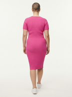 Tayrona Short Sleeve Midi Cotton Ribbed Knit Dress