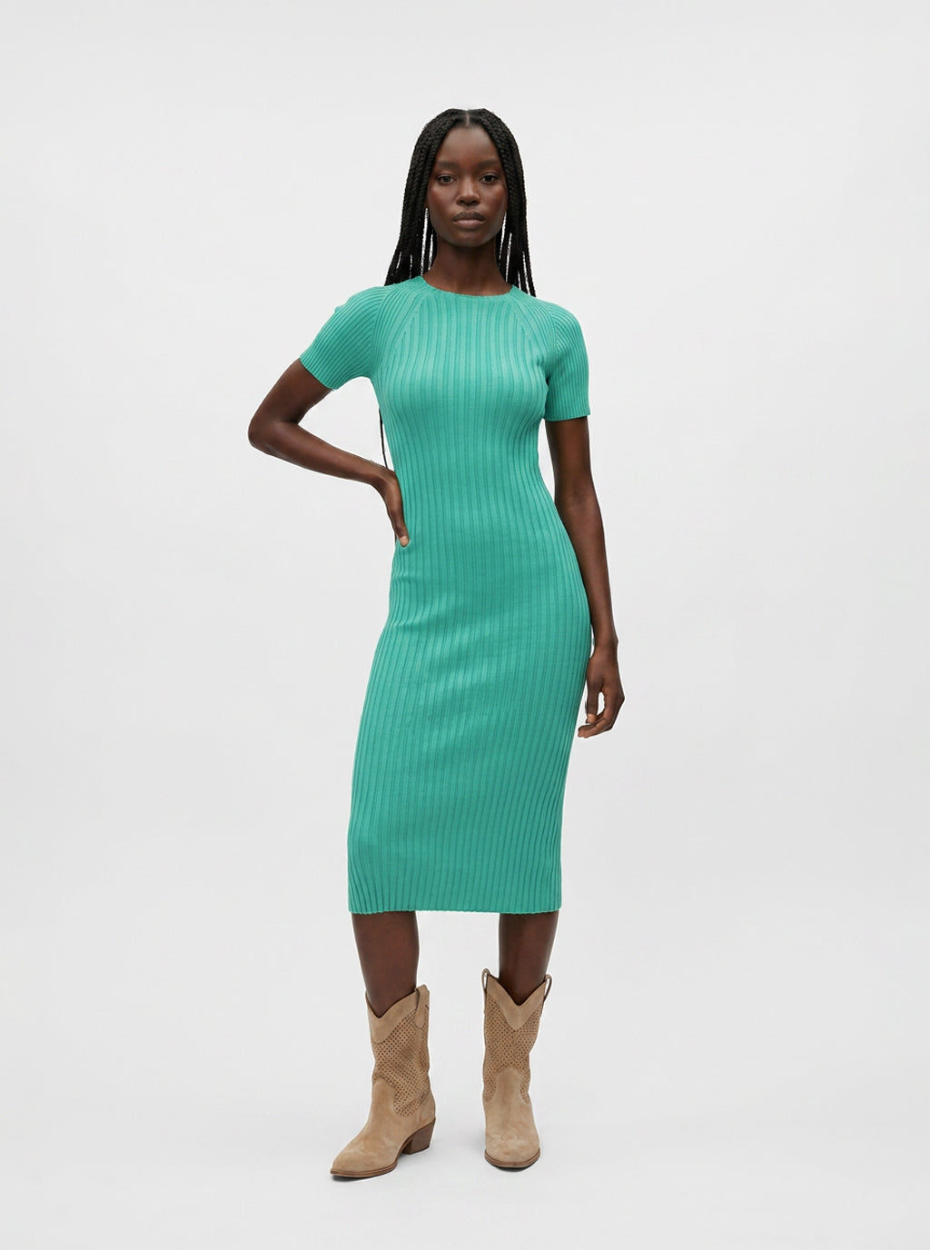 Tayrona Cotton Mixed Rib Short sleeve dress